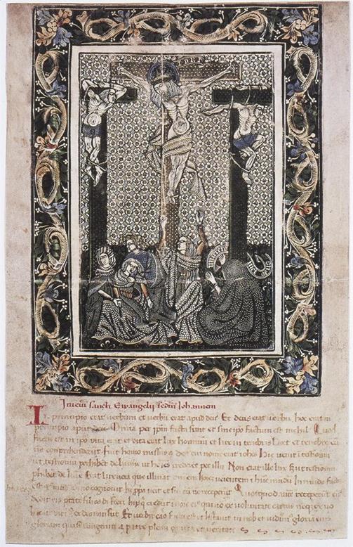 Figure 3. Anonymous from south Germany, Calvary, c. 1460-1470, colored metalcut, 324x208mm (sheet), Germanisches Nationalmuseum Nürnberg