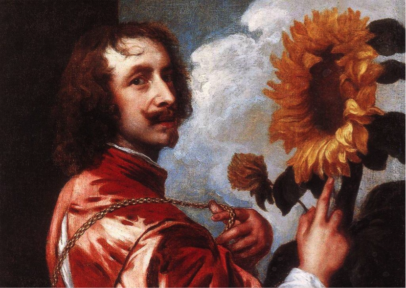 Figure 1. Anthony Van Dyck, Self Portrait with Sunflowers by Anthony Van Dyck. 1632. Oil on canvas. 73 x60 cm